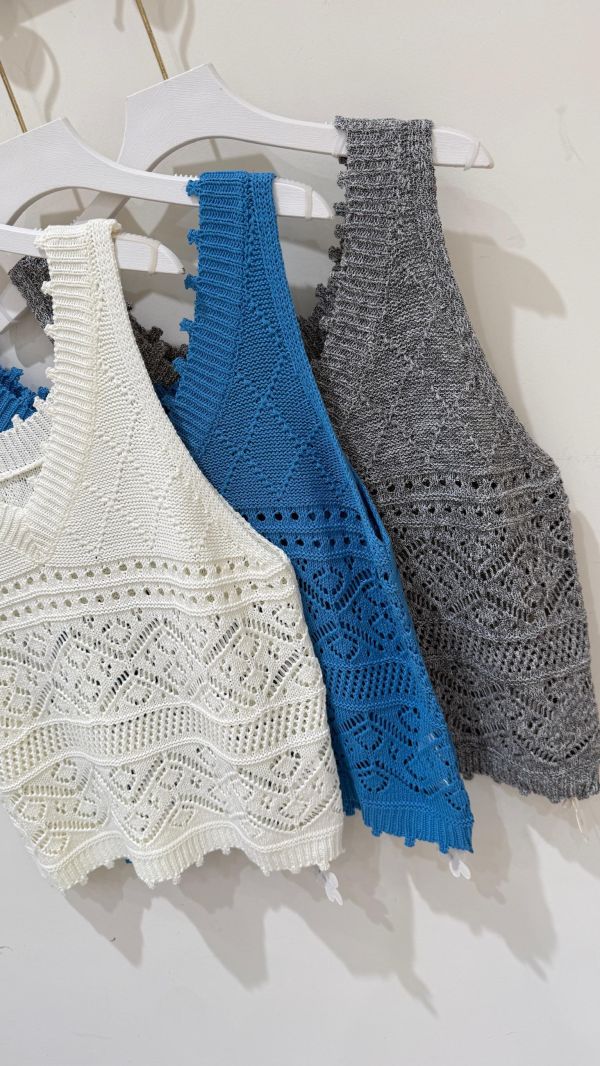 【V領針織提花背心】 