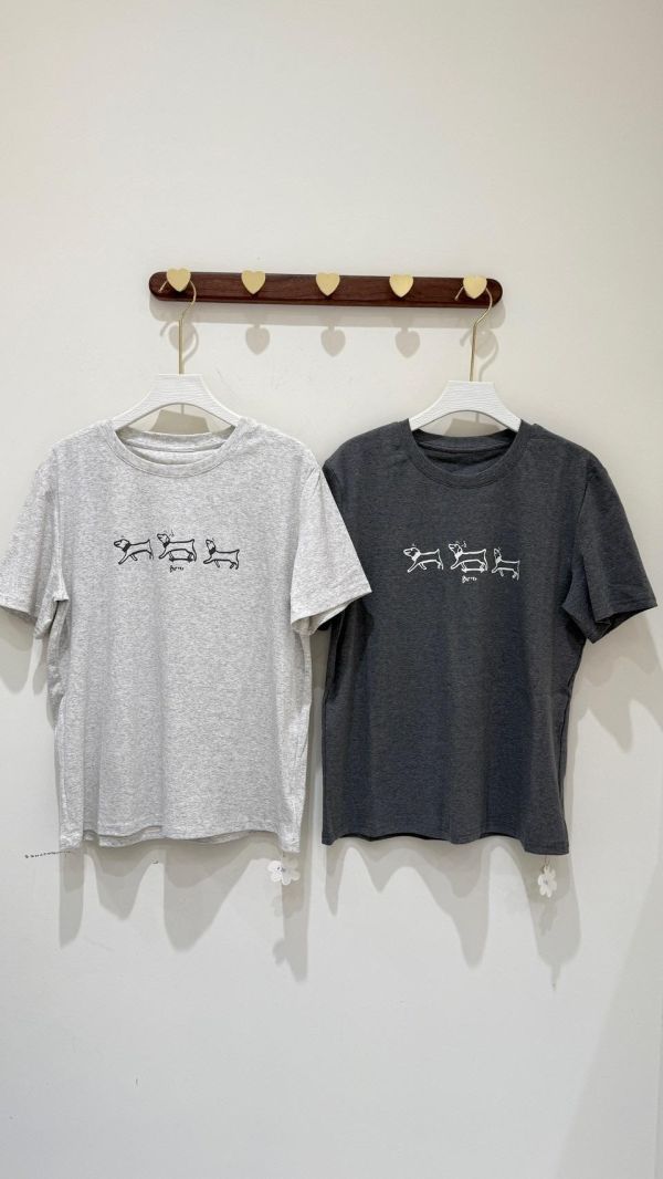 【三隻小狗插畫棉T】 