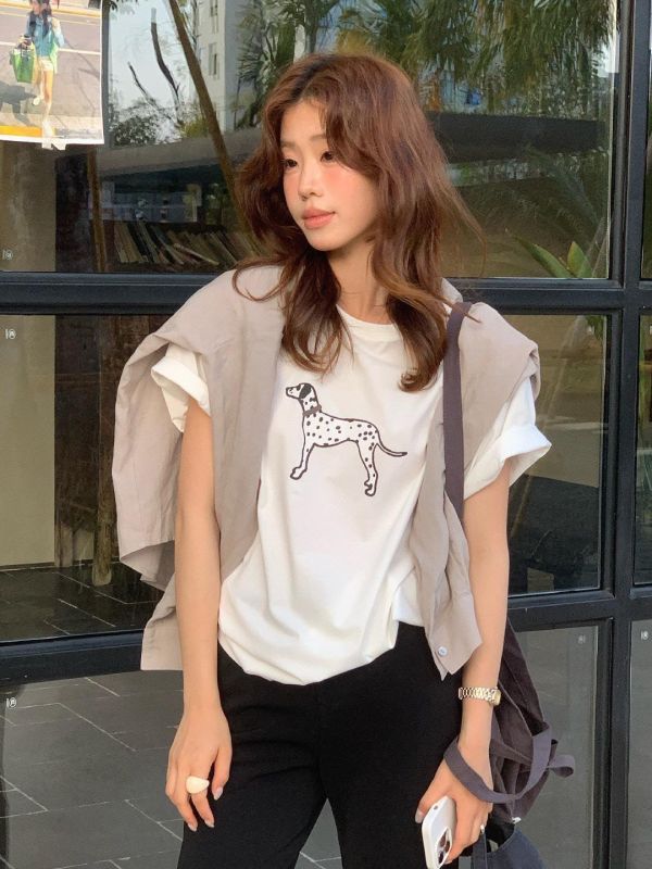 【斑點狗短袖棉T】 