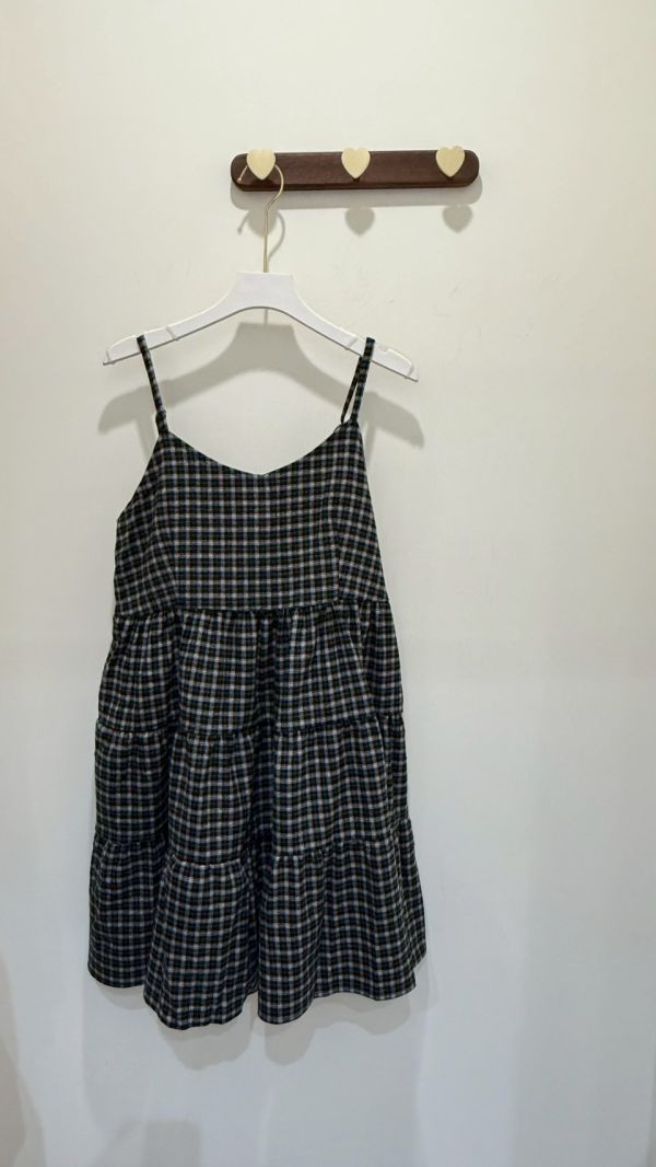 甜美格子蛋糕洋裝 