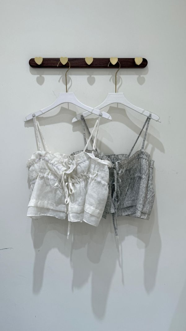 【暈染千層綁帶吊帶背心】 