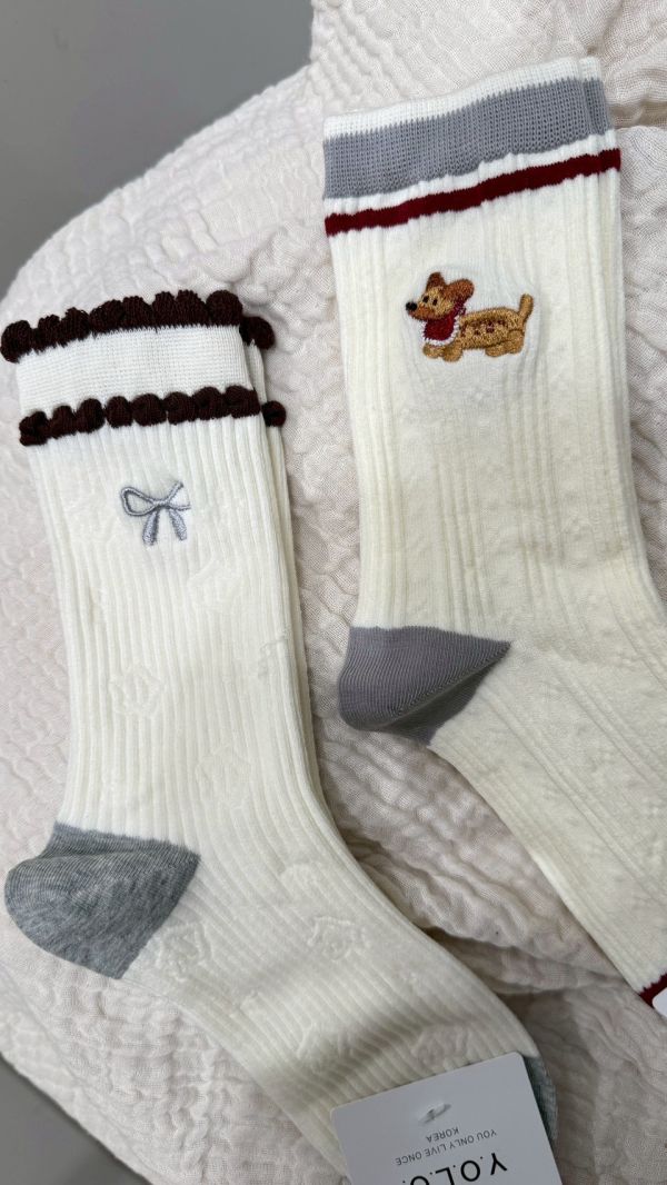 立體蝴蝶結波浪襪 