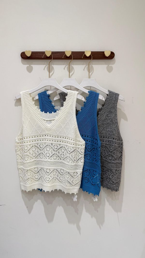 【V領針織提花背心】 