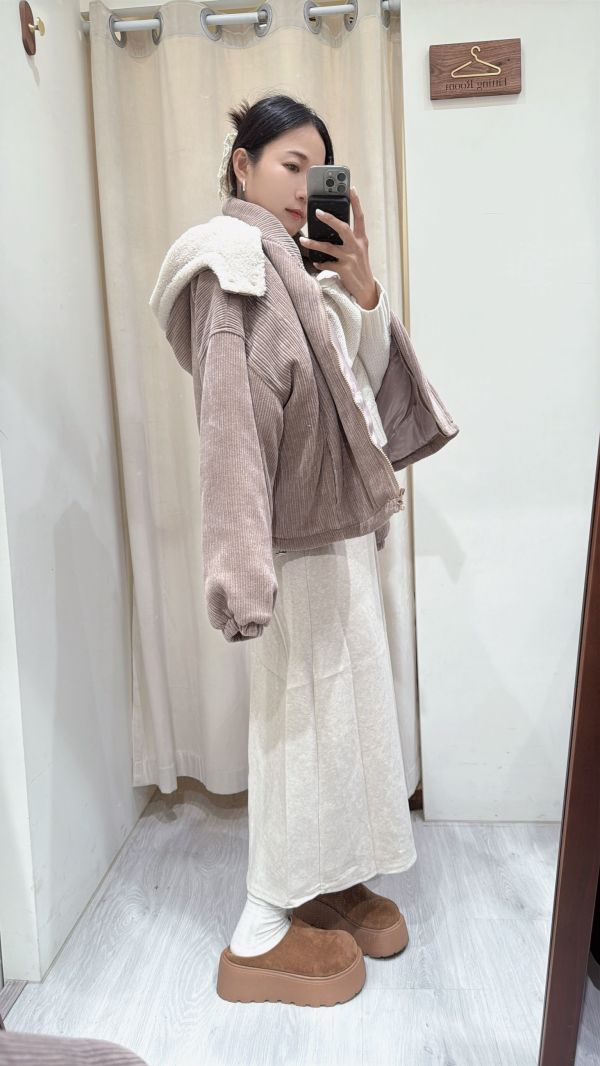 【雲感柔暖燈芯絨連帽外套】 