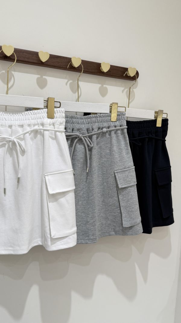 【綁帶工裝棉短裙】 