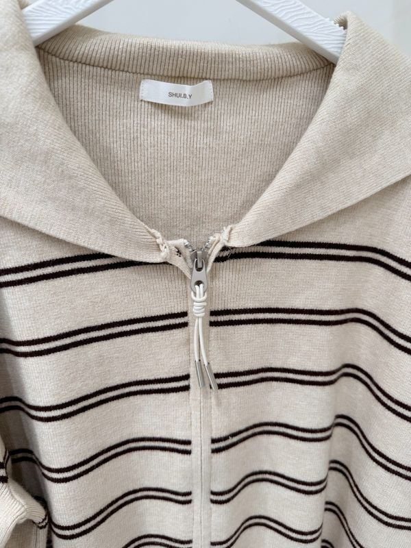 條紋雙拉鏈上衣 