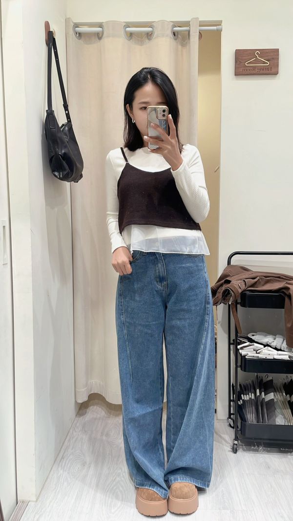 雙層針織背心套裝 