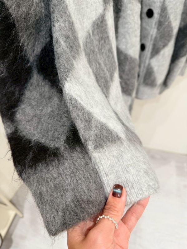 菱格紋毛呢外套 