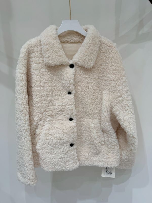 翻領羊羔毛排釦外套 