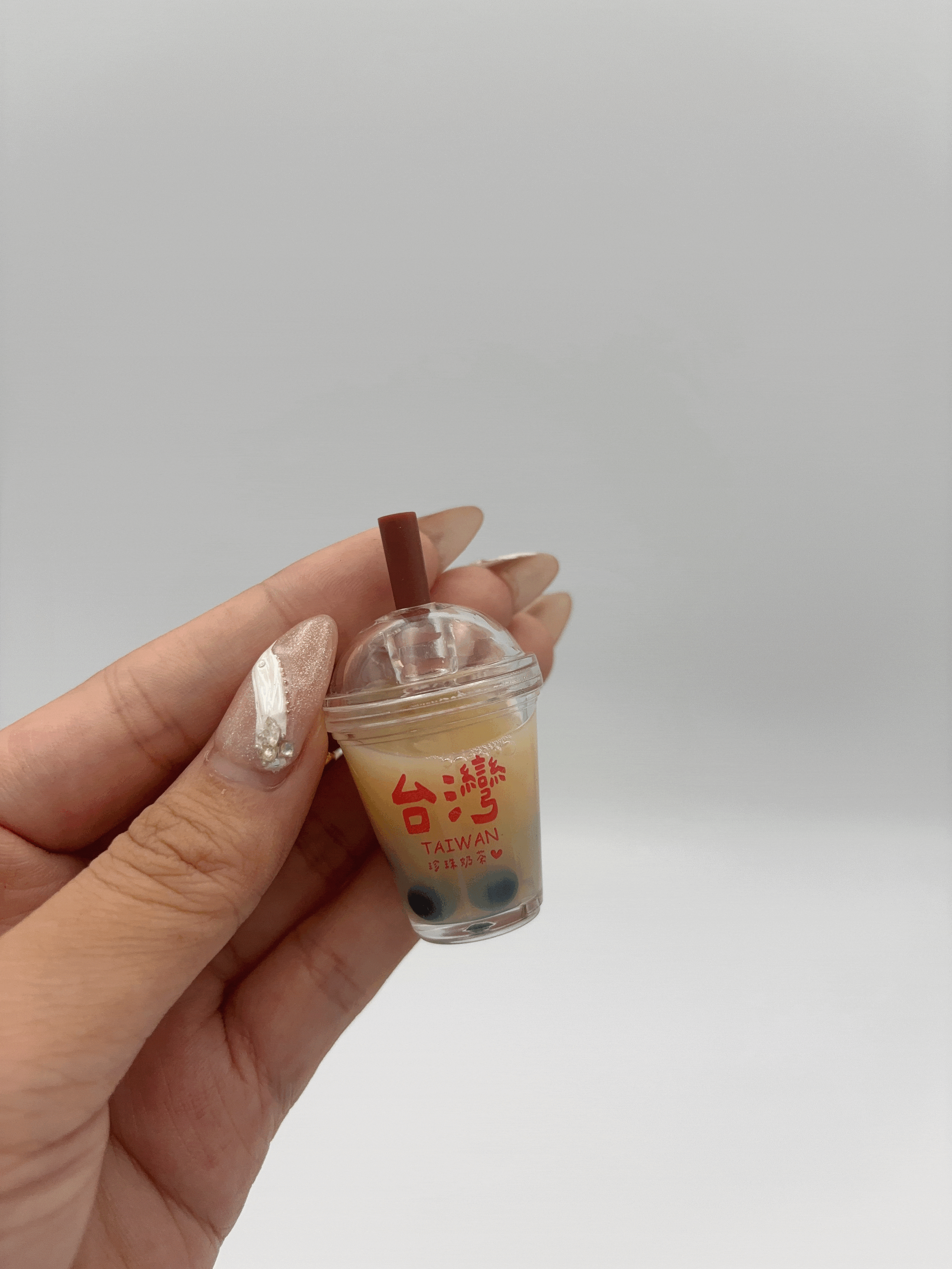 立體珍珠奶茶吊飾/鑰匙圈 
