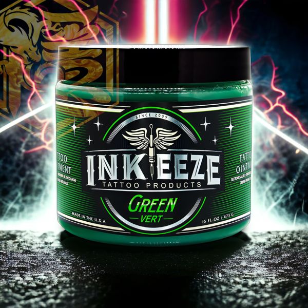美國 INK-EEZE - 銀騎士 綠色紋身軟膏 - 16OZ大罐裝 - (適用紋身過程潤滑與術後保養)兩用 - 隱龍刺青紋身器材 隱龍專業刺青紋身器材,進口刺青器材,進口紋身器材,進口紋身耗材,進口紋身顏料色料,進口紋身黑色顏料色料,進口紋身彩色顏料色料,紋身電源,紋身線,紋身踏板腳踏,紋身轉印,紋身針,紋身一體針,紋身傳統長針,紋身針嘴,紋身握柄,紋身修護膏,紋身凡士林,紋身保養,紋身機,刺青機,紋身筆型機,紋身馬達機,紋身直驅機,紋身彈片機,紋身線圈機,紋身床,紋身工作車,紋身扶手,紋身用品,紋身套組。
