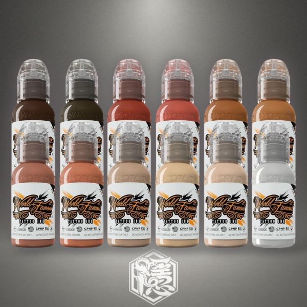 美國歐菲斯 World Famous Ink 1OZ 膚色12色套裝組 - SKINTONE INK - 隱龍刺青紋身器材 隱龍專業刺青紋身器材,進口刺青器材,進口紋身器材,進口紋身耗材,進口紋身顏料色料,進口紋身黑色顏料色料,進口紋身彩色顏料色料,紋身電源,紋身線,紋身踏板腳踏,紋身轉印,紋身針,紋身一體針,紋身傳統長針,紋身針嘴,紋身握柄,紋身修護膏,紋身凡士林,紋身保養,紋身機,刺青機,紋身筆型機,紋身馬達機,紋身直驅機,紋身彈片機,紋身線圈機,紋身床,紋身工作車,紋身扶手,紋身用品,紋身套組。