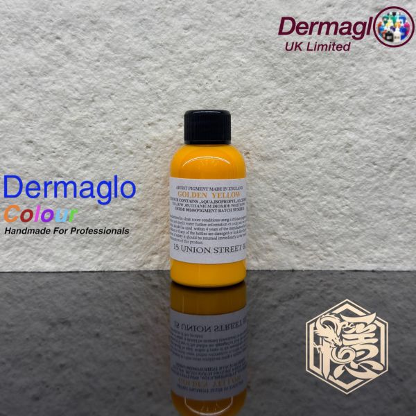英國岱夢 - 金黃色 GOLDEN YELLOW - Dermaglo ink - 50ML小罐裝 - 隱龍專業刺青器材 隱龍專業刺青紋身器材,進口刺青器材,進口紋身器材,進口紋身耗材,進口紋身顏料色料,進口紋身黑色顏料色料,進口紋身彩色顏料色料,紋身電源,紋身線,紋身踏板腳踏,紋身轉印,紋身針,紋身一體針,紋身傳統長針,紋身針嘴,紋身握柄,紋身修護膏,紋身凡士林,紋身保養,紋身機,刺青機,紋身筆型機,紋身馬達機,紋身直驅機,紋身彈片機,紋身線圈機,紋身床,紋身工作車,紋身扶手,紋身用品,紋身套組。