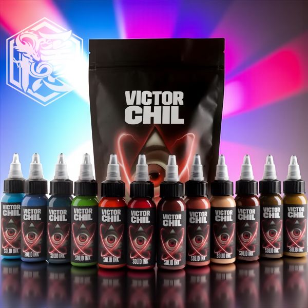 SOLID INK - VICTOR CHIL 十二色套裝組 嚴選彩色 專業紋身彩色色料套組 - 隱龍刺青紋身器材 隱龍專業刺青紋身器材,進口刺青器材,進口紋身器材,進口紋身耗材,進口紋身顏料色料,進口紋身黑色顏料色料,進口紋身彩色顏料色料,紋身電源,紋身線,紋身踏板腳踏,紋身轉印,紋身皮膚筆,紋身手繪筆,紋身針嘴,紋身握柄,紋身修護膏,紋身凡士林,紋身保養,紋身機,刺青機,紋身筆型機,紋身馬達機,紋身直驅機,紋身彈片機,紋身線圈機,紋身床,紋身工作車,紋身扶手,紋身用品,紋身新手套組。