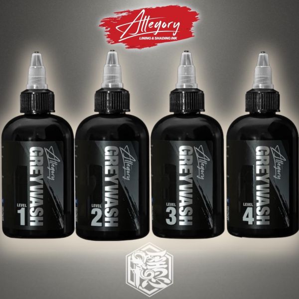 美國Allegory INK 寓言 GREYWASH 黑階四色漸層套組 適用於全方位風格 容量8OZ - 隱龍刺青紋身器材 隱龍專業刺青紋身器材,進口刺青器材,進口紋身器材,進口紋身耗材,進口紋身顏料色料,進口紋身黑色顏料色料,進口紋身彩色顏料色料,紋身電源,紋身線,紋身踏板腳踏,紋身轉印,紋身針,紋身一體針,紋身傳統長針,紋身針嘴,紋身握柄,紋身修護膏,紋身凡士林,紋身保養,紋身機,刺青機,紋身筆型機,紋身馬達機,紋身直驅機,紋身彈片機,紋身線圈機,紋身床,紋身工作車,紋身扶手,紋身用品,紋身套組。