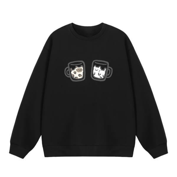 貓咪-茶和牛奶 重磅刷毛大學T 柴犬,貓咪,T恤,百搭,網路購物,萌經濟,可愛,卡通,狗狗,凱蒂貓