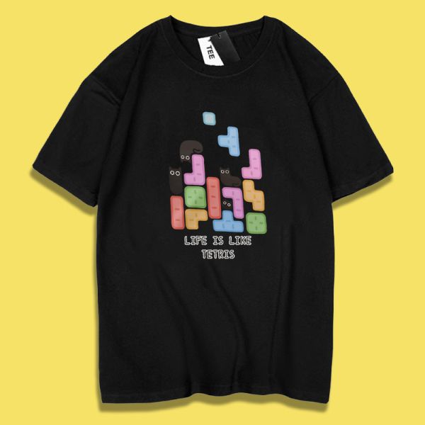 Black Cat Tetris Tee Black Cat Tetris Tee