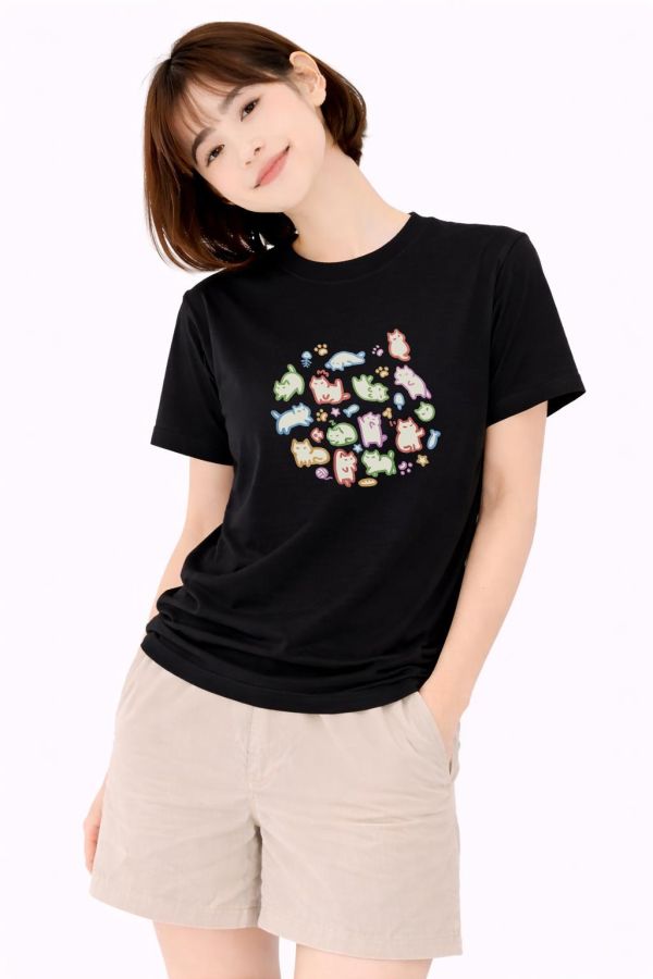 彩色貓咪們 印花短袖 柴犬,貓咪,T恤,百搭,網路購物,萌經濟,可愛,卡通,狗狗,凱蒂貓