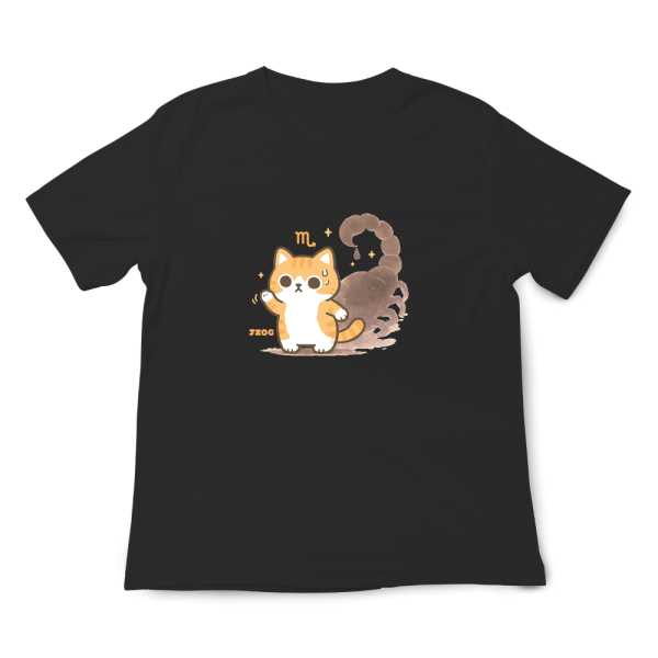 貓咪十二星座-天蠍座 印花短袖 柴犬,貓咪,T恤,百搭,網路購物,萌經濟,可愛,卡通,狗狗,凱蒂貓