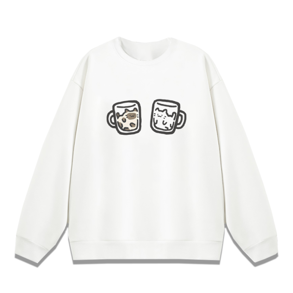 貓咪-茶和牛奶 重磅刷毛大學T 柴犬,貓咪,T恤,百搭,網路購物,萌經濟,可愛,卡通,狗狗,凱蒂貓