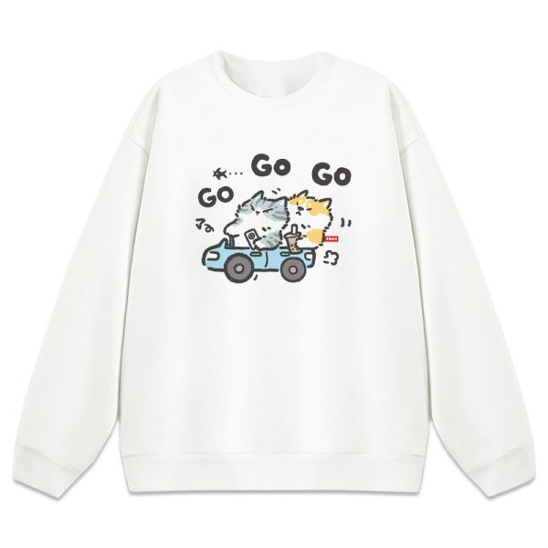 貓咪&柴犬-GO GO GO 重磅刷毛大學T 柴犬,貓咪,T恤,百搭,網路購物,萌經濟,可愛,卡通,狗狗,凱蒂貓