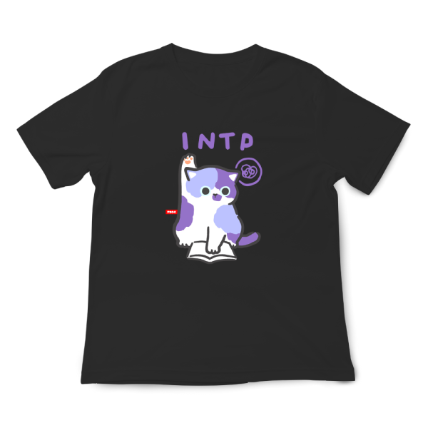 MBTI貓咪 INTP-邏輯學家 印花短袖 柴犬,貓咪,T恤,百搭,網路購物,萌經濟,可愛,卡通,狗狗,凱蒂貓