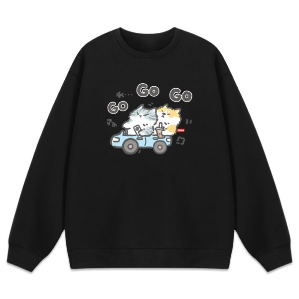 貓咪&柴犬-GO GO GO 重磅刷毛大學T 柴犬,貓咪,T恤,百搭,網路購物,萌經濟,可愛,卡通,狗狗,凱蒂貓