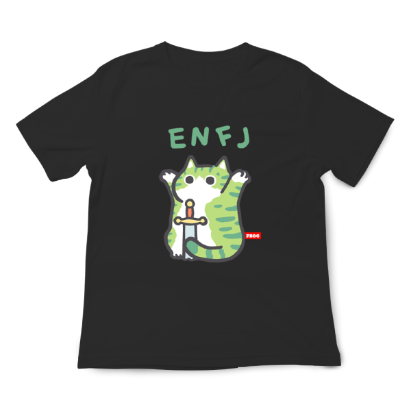 MBTI貓咪 ENFJ-主人公 印花短袖 柴犬,貓咪,T恤,百搭,網路購物,萌經濟,可愛,卡通,狗狗,凱蒂貓