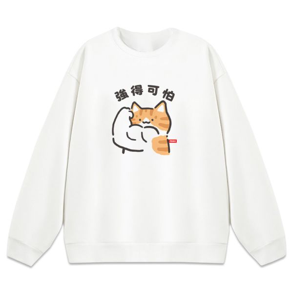 貓咪-強得可怕 重磅刷毛大學T 柴犬,貓咪,T恤,百搭,網路購物,萌經濟,可愛,卡通,狗狗,凱蒂貓