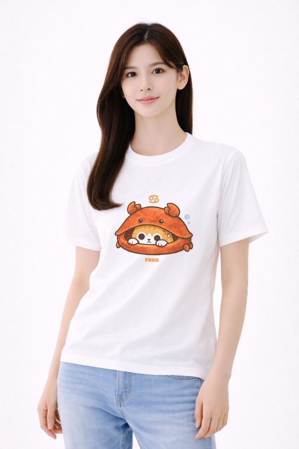 貓咪十二星座-巨蟹座 印花短袖 柴犬,貓咪,T恤,百搭,網路購物,萌經濟,可愛,卡通,狗狗,凱蒂貓