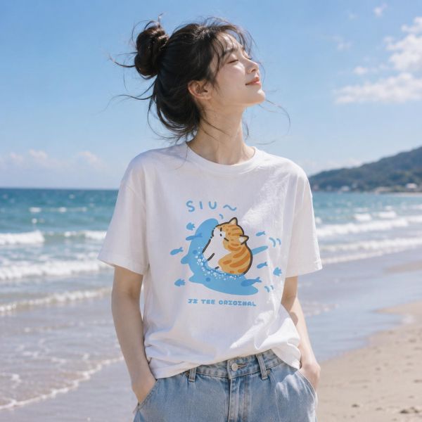 橘貓與鯨魚 印花短袖 柴犬,貓咪,T恤,百搭,網路購物,萌經濟,可愛,卡通,狗狗,凱蒂貓