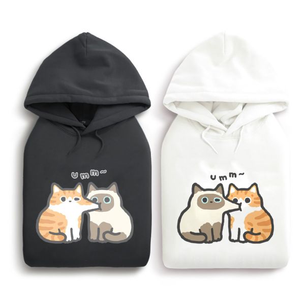 橘貓&暹羅貓-吸臉 重磅刷毛連帽T