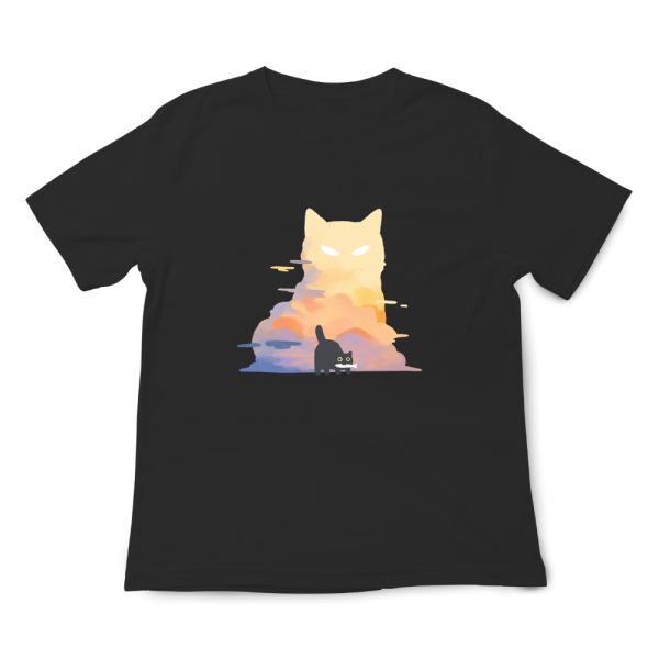 雲霞黑貓 印花短袖 柴犬,貓咪,T恤,百搭,網路購物,萌經濟,可愛,卡通,狗狗,凱蒂貓