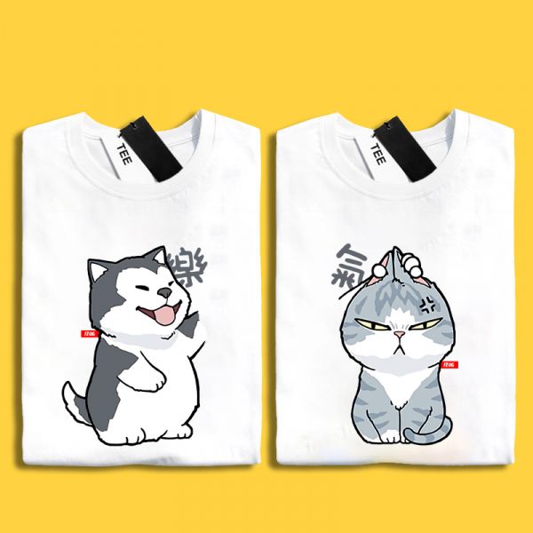 Husky & Cat Mischievous Tee Husky & Cat Mischievous Tee