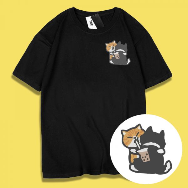 Husky & Cat Hug Tee Husky & Cat Hug Tee