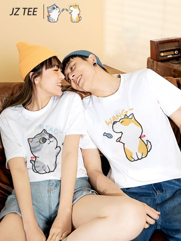 Cat & Shiba Inu Feeding Fish Tee Cat & Shiba Inu Feeding Fish Tee