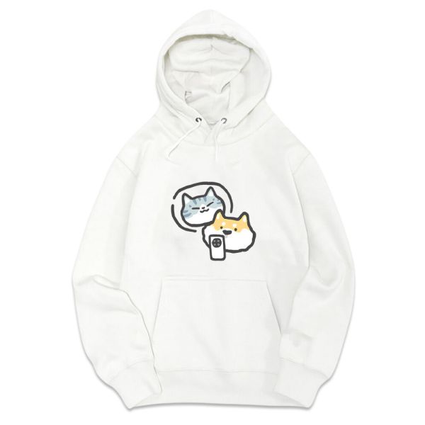 貓咪&柴犬-我想你了 重磅刷毛連帽T