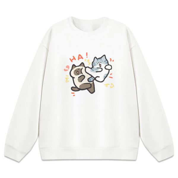 貓咪-HE HA 重磅刷毛大學T 柴犬,貓咪,T恤,百搭,網路購物,萌經濟,可愛,卡通,狗狗,凱蒂貓