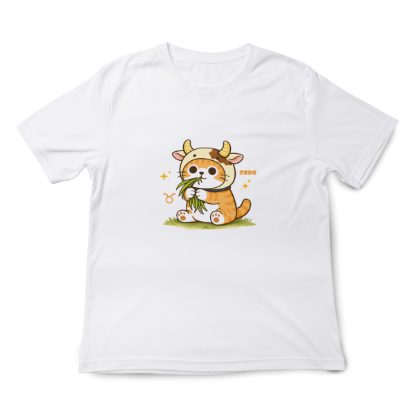 貓咪十二星座-金牛座 印花短袖 柴犬,貓咪,T恤,百搭,網路購物,萌經濟,可愛,卡通,狗狗,凱蒂貓