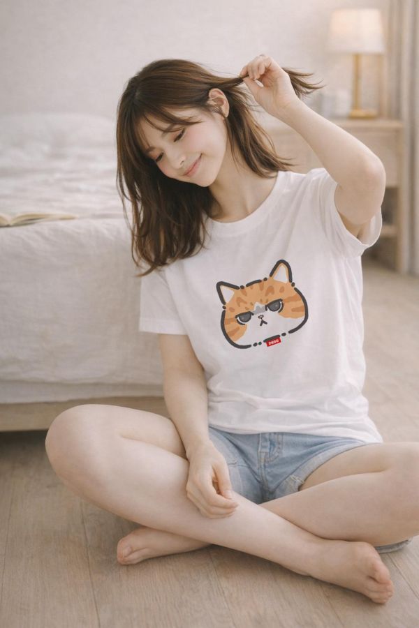 橘貓-橘貓頭 印花短袖 柴犬,貓咪,T恤,百搭,網路購物,萌經濟,可愛,卡通,狗狗,凱蒂貓