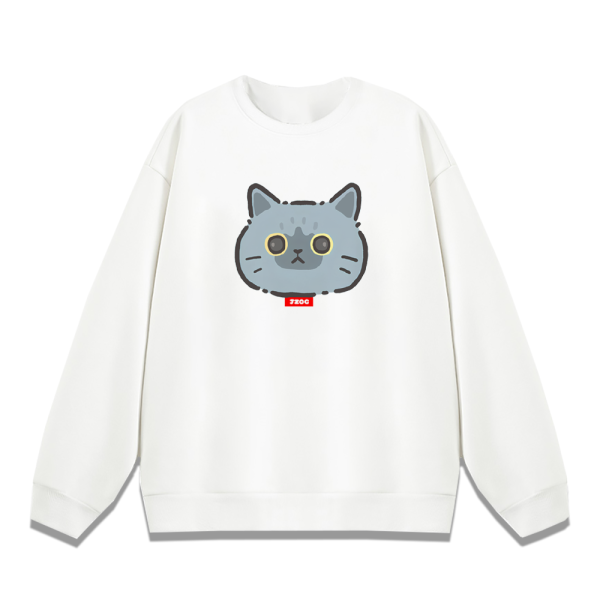 灰貓頭 重磅刷毛大學T 柴犬,貓咪,T恤,百搭,網路購物,萌經濟,可愛,卡通,狗狗,凱蒂貓