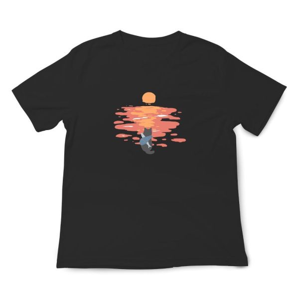 橘貓-日落黑貓 印花短袖 柴犬,貓咪,T恤,百搭,網路購物,萌經濟,可愛,卡通,狗狗,凱蒂貓