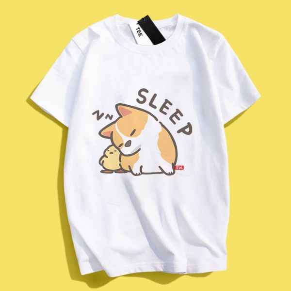 Corgi and Chick Sleeping Tee Corgi and Chick Sleeping Tee