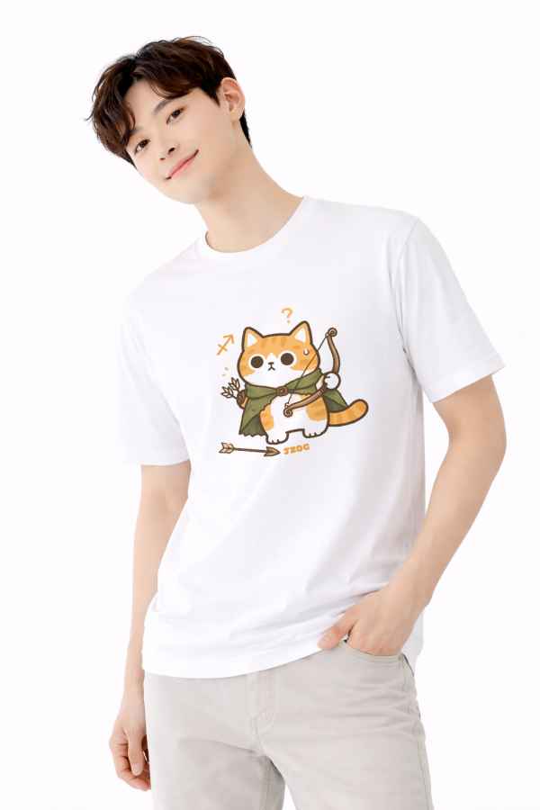 貓咪十二星座-射手座 印花短袖 柴犬,貓咪,T恤,百搭,網路購物,萌經濟,可愛,卡通,狗狗,凱蒂貓