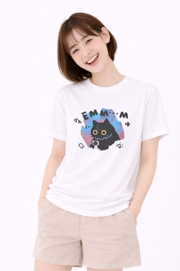 黑貓-EMMM 印花短袖 柴犬,貓咪,T恤,百搭,網路購物,萌經濟,可愛,卡通,狗狗,凱蒂貓