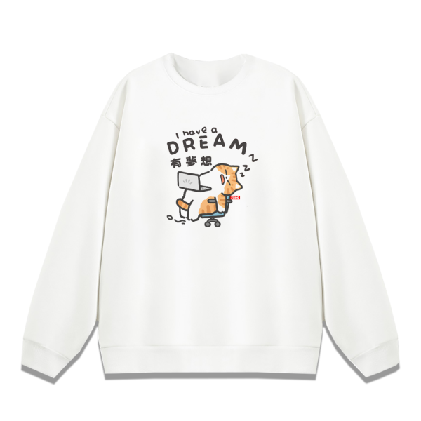 貓咪-有夢想 重磅刷毛大學T 柴犬,貓咪,T恤,百搭,網路購物,萌經濟,可愛,卡通,狗狗,凱蒂貓