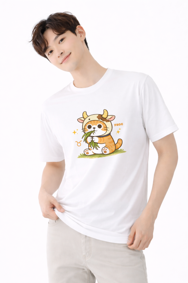 貓咪十二星座-金牛座 印花短袖 柴犬,貓咪,T恤,百搭,網路購物,萌經濟,可愛,卡通,狗狗,凱蒂貓