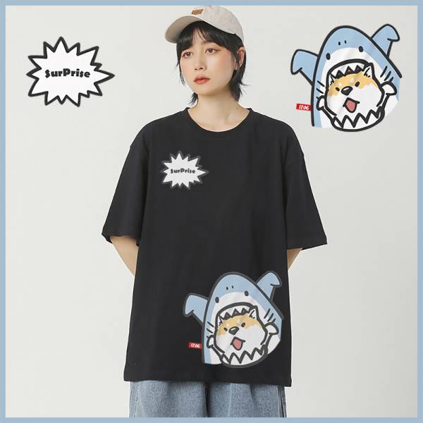 Cat & Shiba Inu Surprise Shark Tee Cat & Shiba Inu Surprise Shark Tee