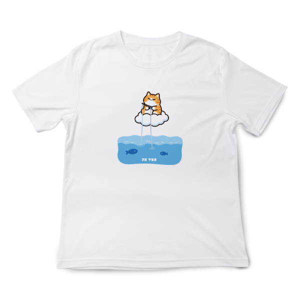 橘貓-釣魚 印花短袖 柴犬,貓咪,T恤,百搭,網路購物,萌經濟,可愛,卡通,狗狗,凱蒂貓