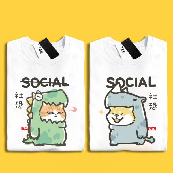 Cat & Shiba Social Tee Cat & Shiba Social Tee